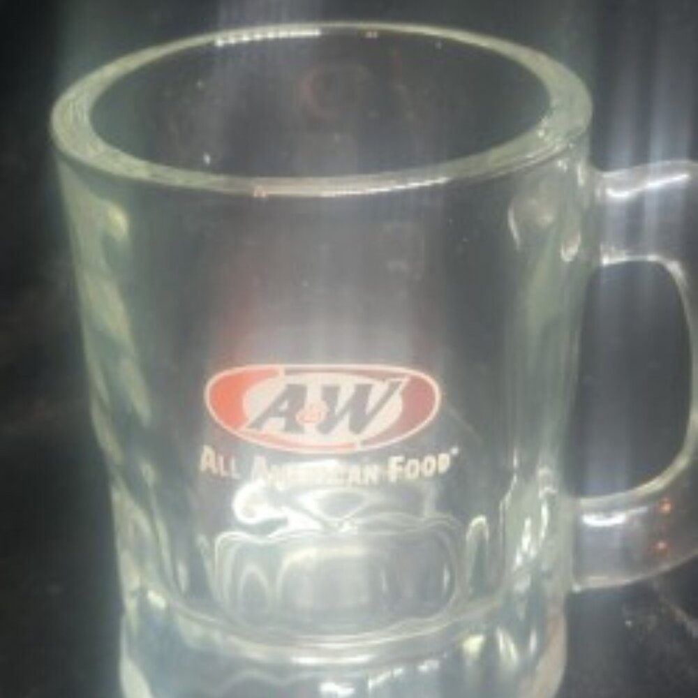 Vintage A&W Root Beer Mini Mug 4 oz “All American Food” Heavy Glass